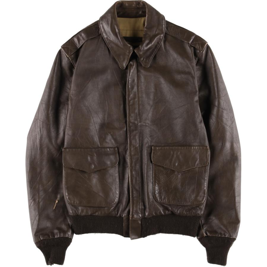 古着 FLIGHT APPAREL INDUSTRIES A-2タイプ 隠しボタンダウン レザー