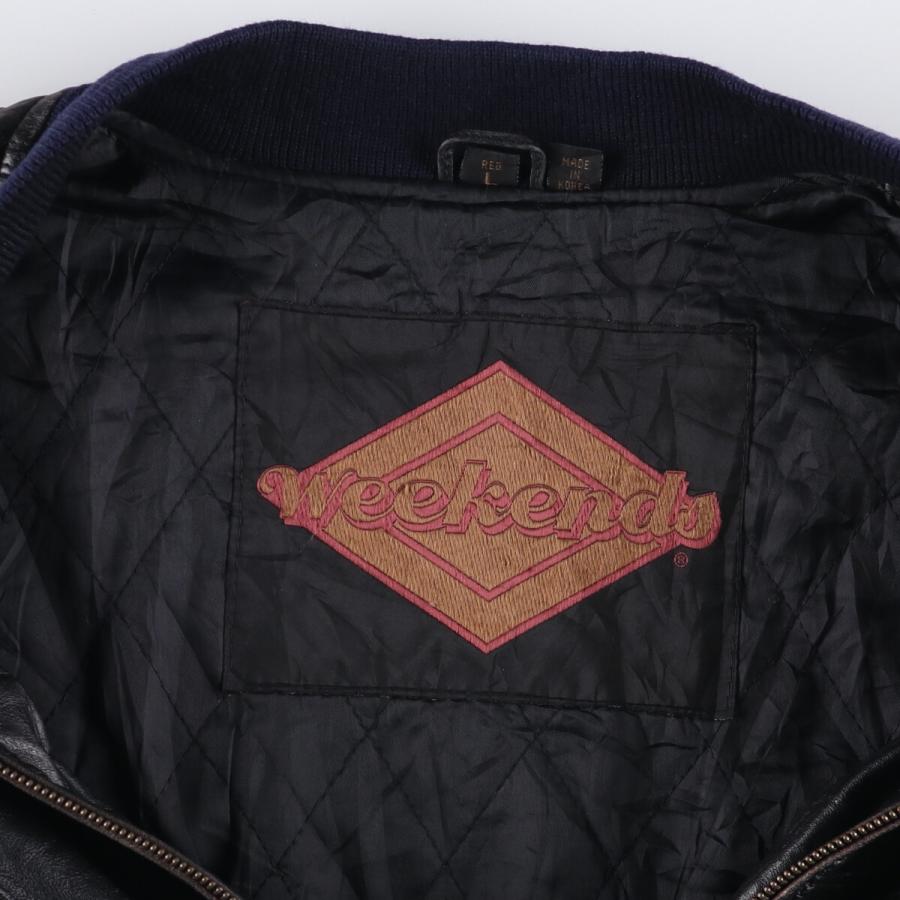 古着 weekends MA-1タイプ 中綿入り レザーフライトジャケット メンズL