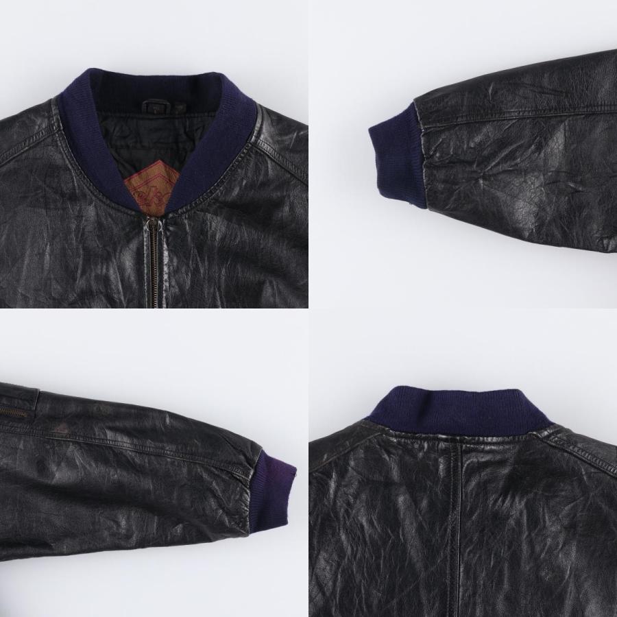 古着 weekends MA-1タイプ 中綿入り レザーフライトジャケット メンズL