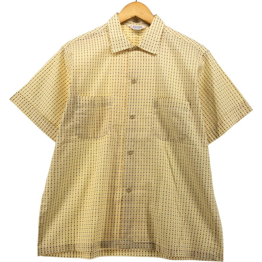 古着 70年代 ドット柄 ワイドカラー 半袖 コットンシャツ ボックス 