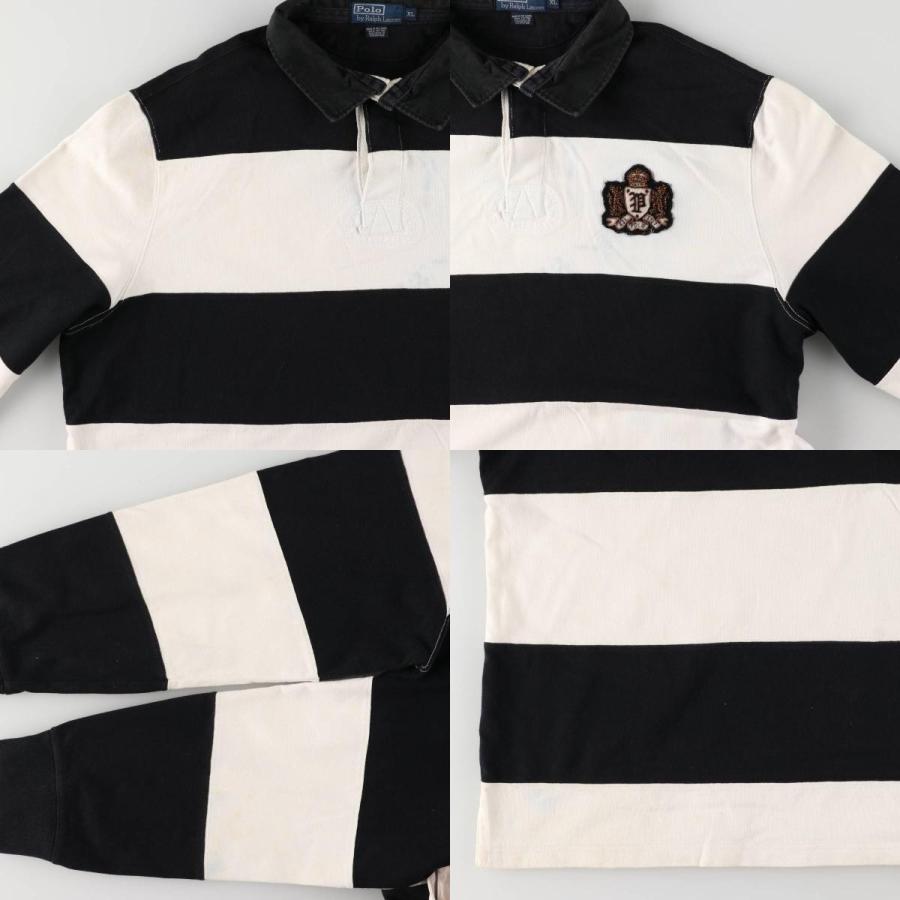 ラルフローレン　ボーダー　シャツ　ラガーシャツ　白黒 古着 ラルフローレン Ralph Lauren POLO by ボーダー柄 長袖 ラガー