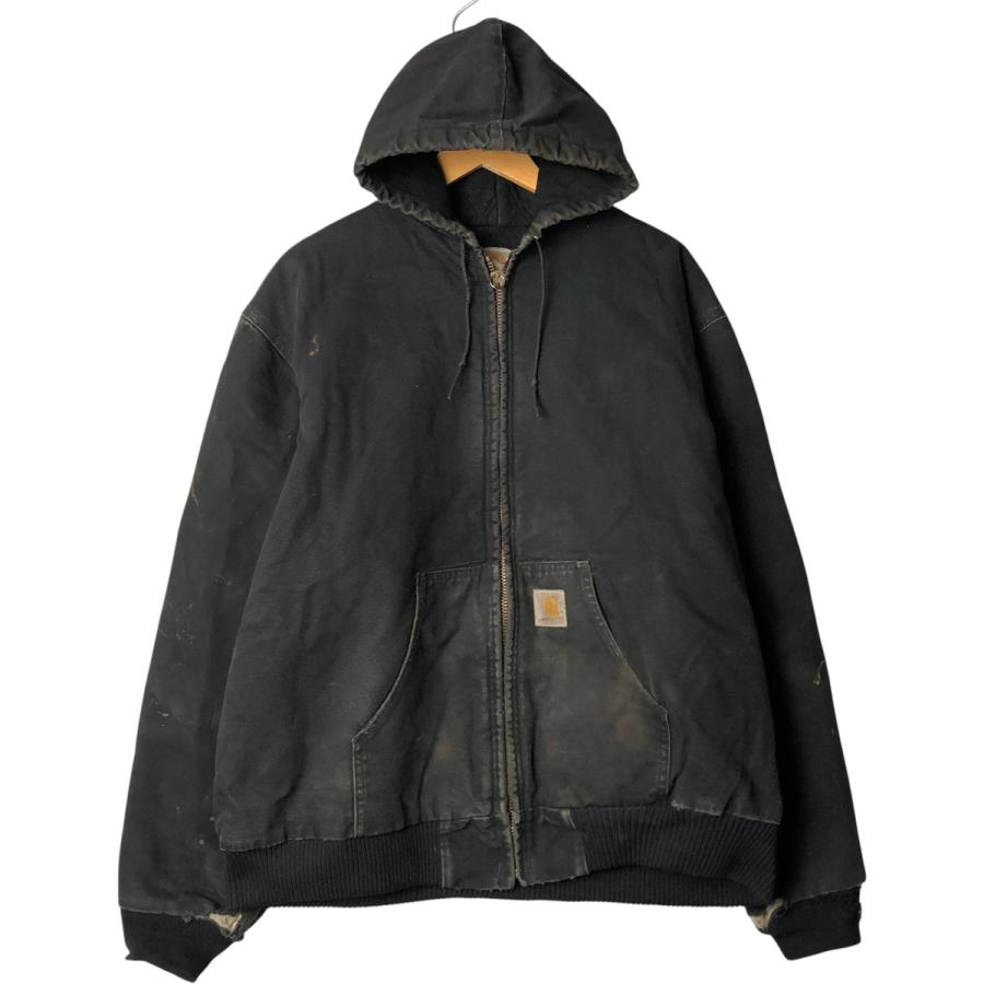 carhartt カーハート 中綿入りジャケット ブラック M XL相当 Carhartt 古着 00年代 カーハート アクティブジャケット 中綿
