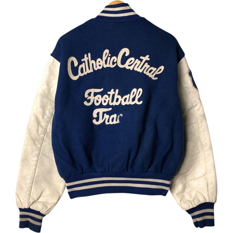 古着 ホロウェイ HOLLOWAY 袖革ウールボタンスタジャン バーシティ