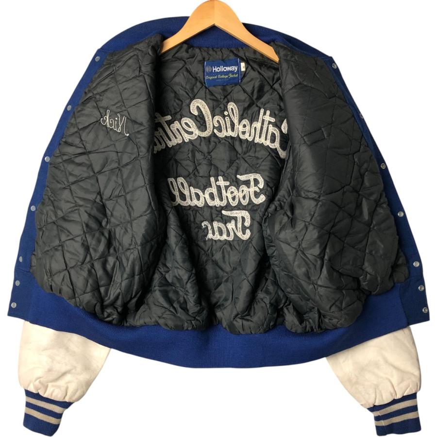 古着 ホロウェイ HOLLOWAY 袖革ウールボタンスタジャン バーシティ