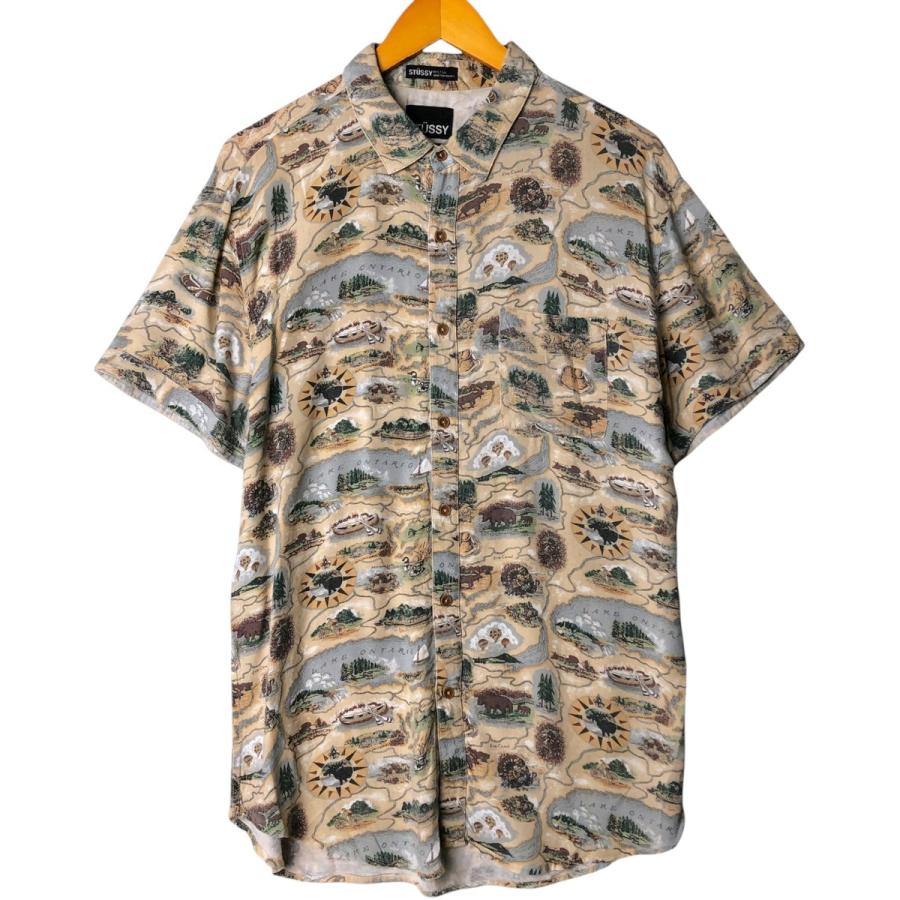 STUSSY（ステューシー） 古着 総柄 半袖 レーヨンシャツ メンズL相当