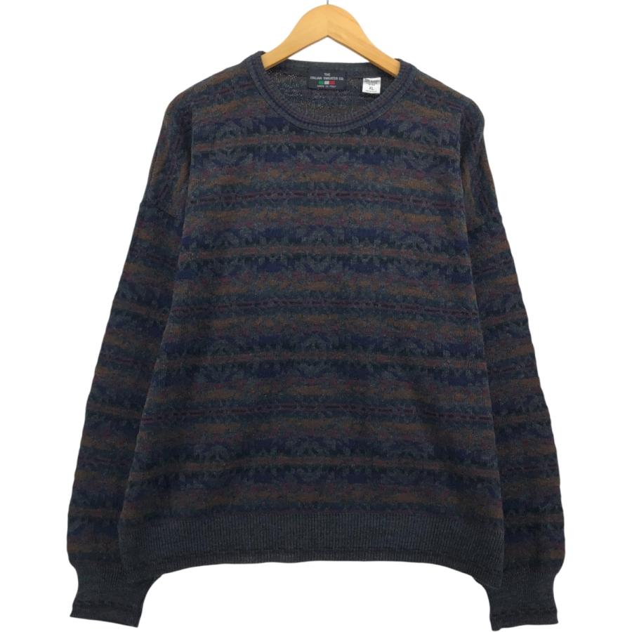 古着 THE ITALIAN SWEATER 総柄 アクリルニットセーター イタリア製 