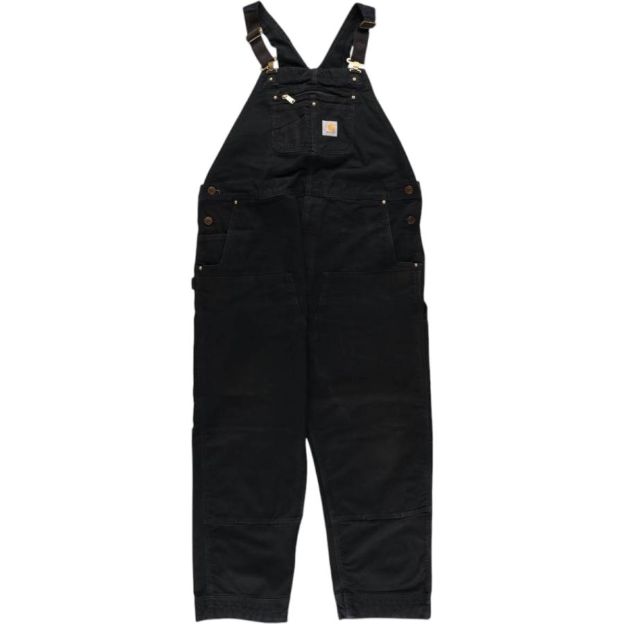 Carhartt オーバーオール 黒 ダブルニー Carhartt 古着 カーハート ダブルニー ダック オーバーオール