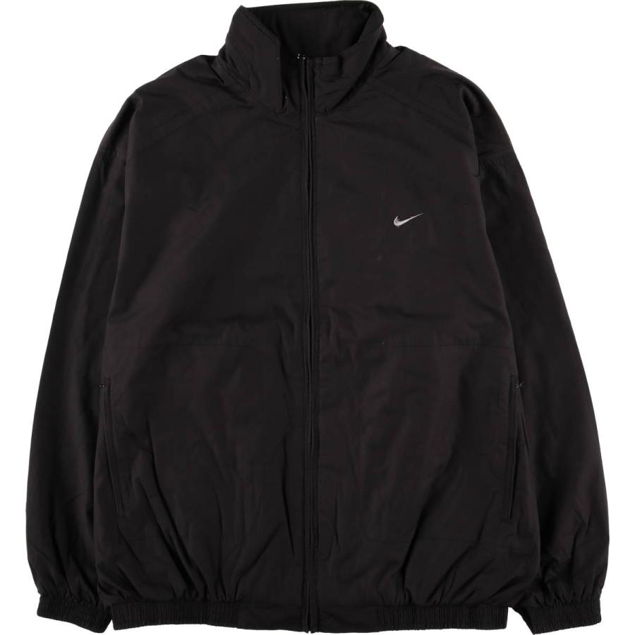 XL NIKE 90s ナイロン ウィンド ブレーカー ジャケット フード 黒 NIKE（ナイキ） 古着 90年代 ウインドブレーカー メンズXL相当