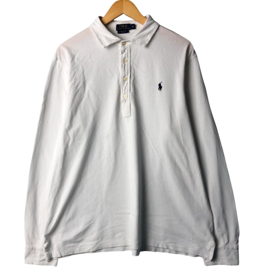 レア海外購入　ラルフローレン 長袖ポロシャツ ホワイト メンズ 古着 ラルフローレン Ralph Lauren POLO RALPH LAUREN 長袖 ポロシャツ