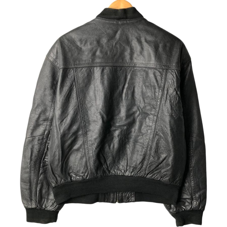 古着 BLACK LEATHER NEW FAST レザーブルゾン メンズS相当