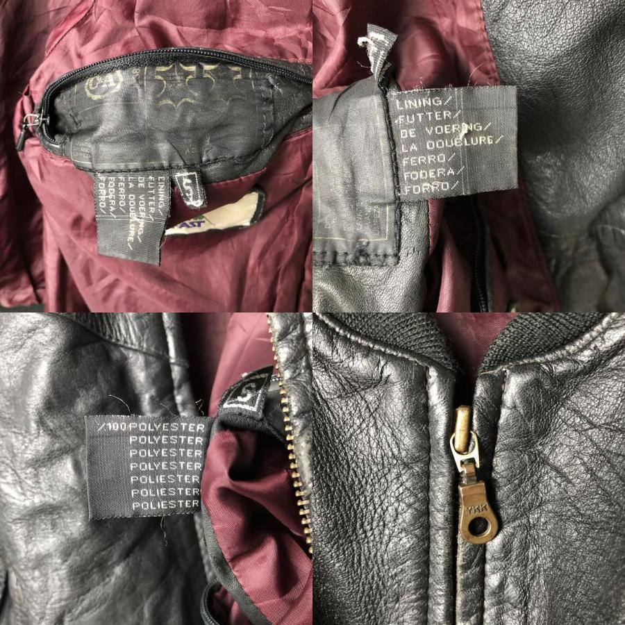 古着 BLACK LEATHER NEW FAST レザーブルゾン メンズS相当