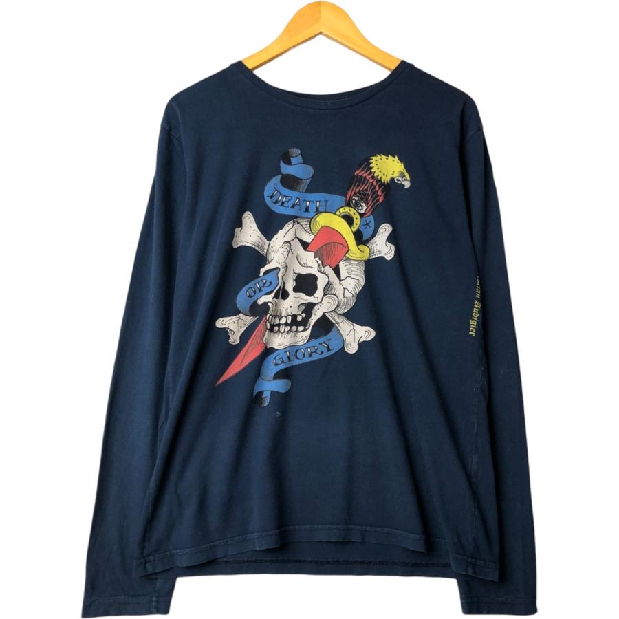 古着 エドハーディー Ed Hardy ドクロ柄 スカル柄 ロングTシャツ ロンT 