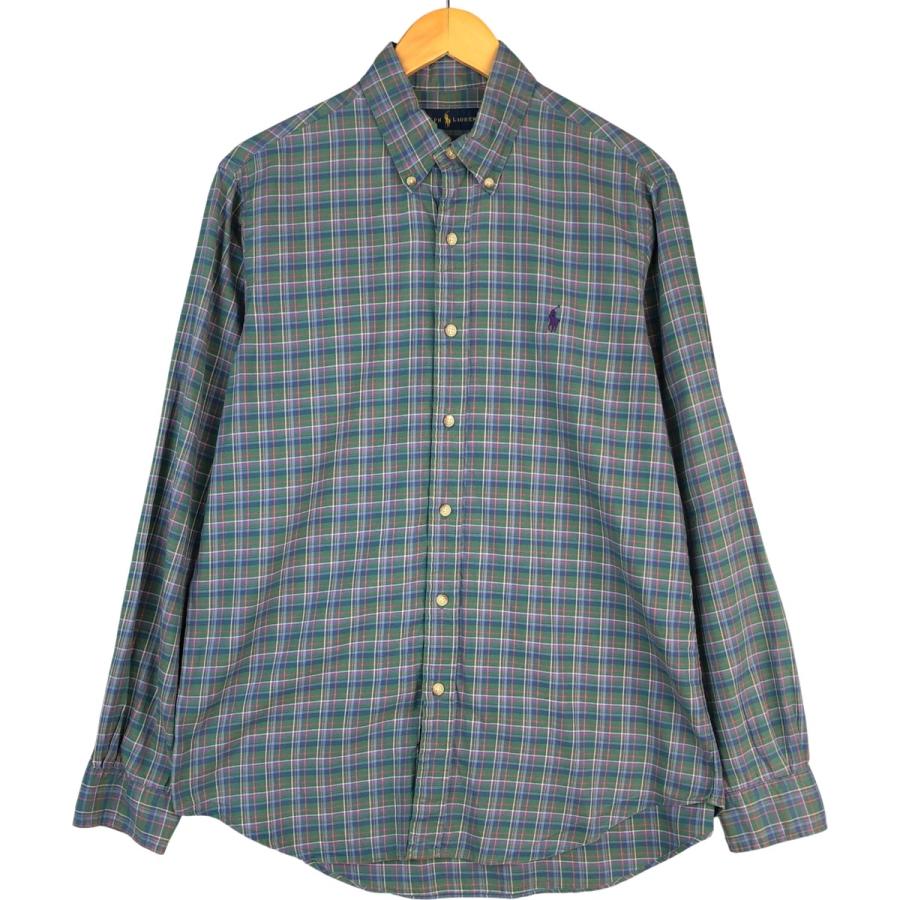 ラルフローレン　チェック柄長袖シャツ　ボタンダウンシャツ/プルオーバー　サイズL 古着 ラルフローレン Ralph Lauren 長袖 ボタンダウンチェックシャツ