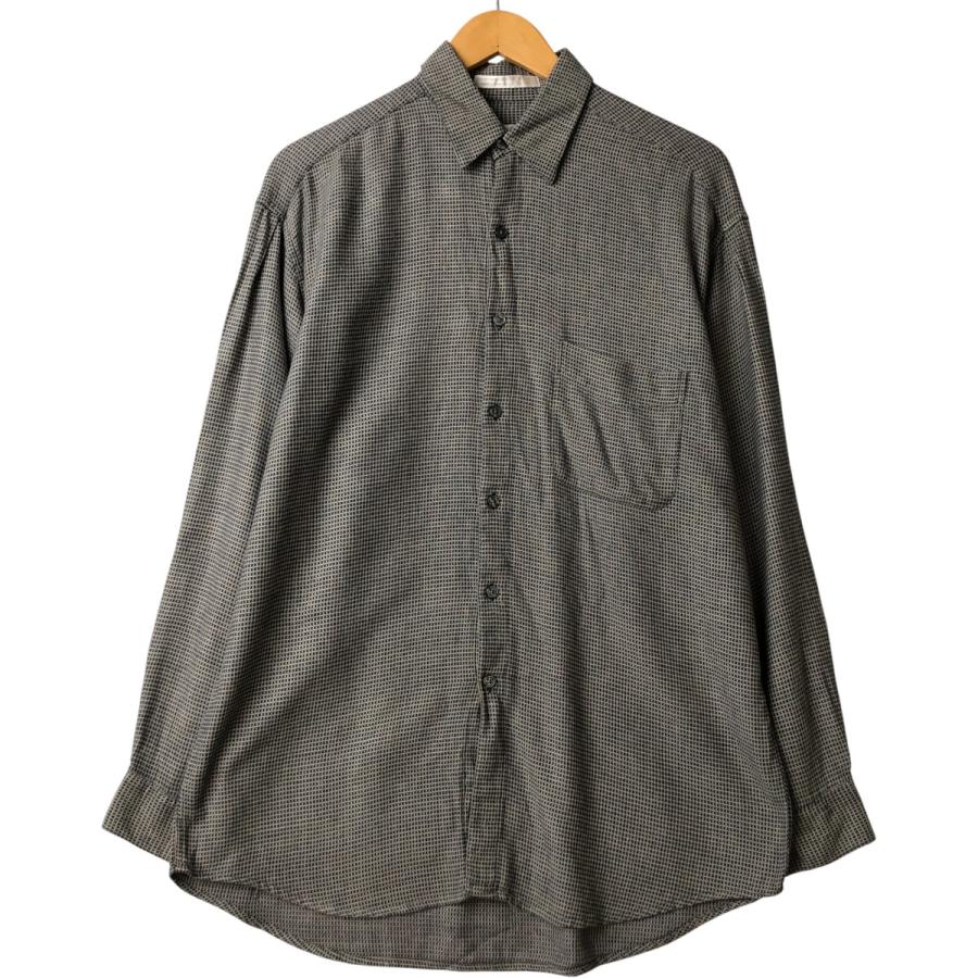 古着 PERRY ELLIS チェック柄 コットン×レーヨン 長袖 シャツ メンズL
