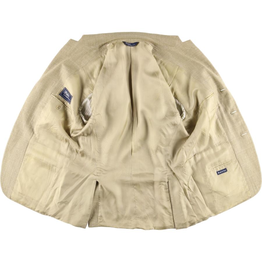 美品 ラルフローレン カシミヤ シルク テーラードジャケット キャメル 総柄 古着 ラルフローレン Ralph Lauren POLO by チェック柄 シルク