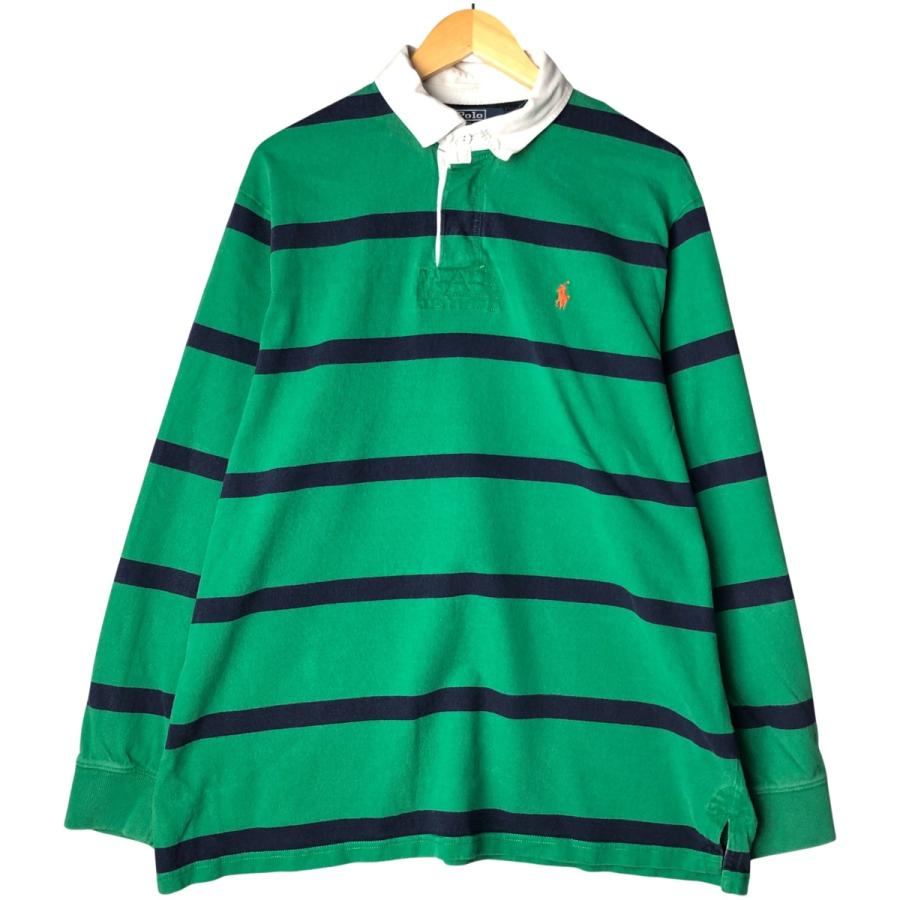 【Mサイズ】ポロ ラルフローレン 長袖 ラガーシャツ ボーダー 古着 古着 ラルフローレン Ralph Lauren POLO by ボーダー柄 長袖 ラガー