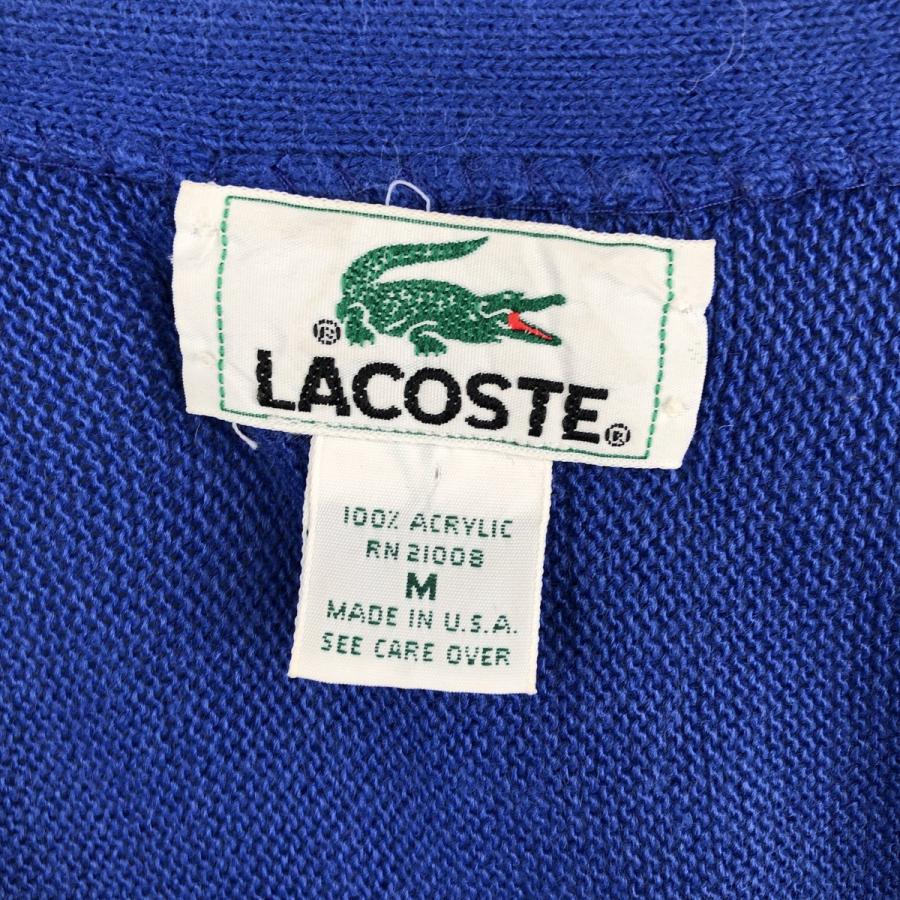 古着 ラコステ LACOSTE アクリルニットカーディガン USA製 メンズM相当/eaa589663 LACOSTE（ラコステ） 古着 アクリルニットカーディガン USA製 メンズM