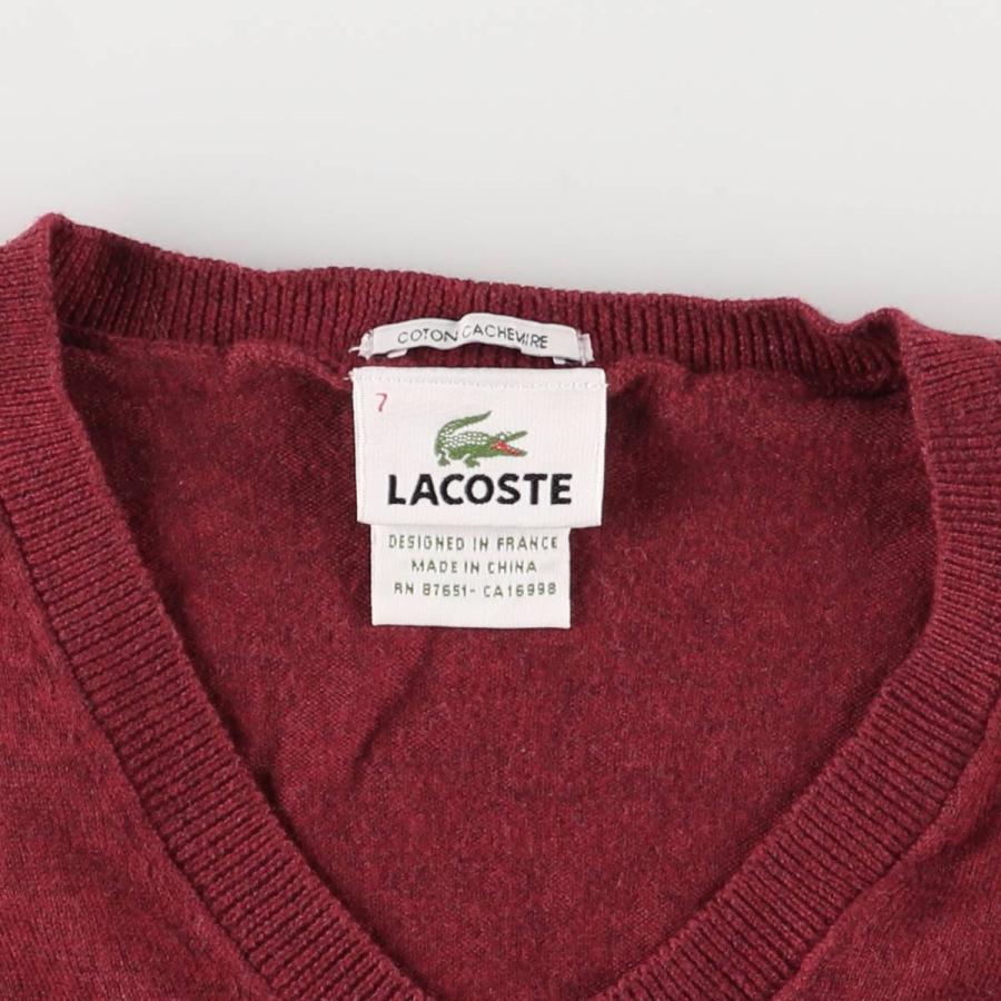 古着 ラコステ LACOSTE カシミア混 Vネック コットンニットセーター 7 メンズXXL相当 /eaa589719 LACOSTE（ラコステ） 古着 カシミア混 Vネック コットンニットセーター