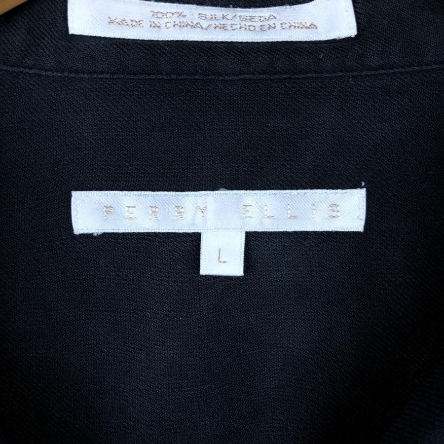 古着 ペリーエリス PERRY ELLIS 半袖 オープンカラー シルクシャツ