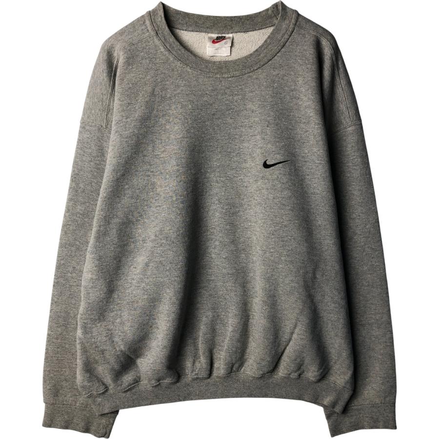 90s Nike スウェット トレーナー ワンポイント ロゴ刺繍 グレー　M NIKE（ナイキ） 古着 90年代 ワンポイントロゴスウェットシャツ