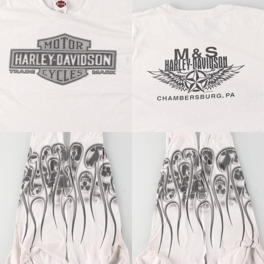 USA製 05 ハーレーダビッドソン スカル ファイヤーパターン ロンT 古着 ハーレーダビッドソン Harley-Davidson ドクロ柄 スカル柄