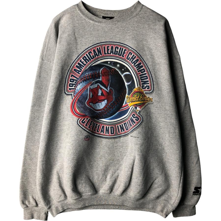 古着 90年代 スターター Starter MLB CLEVELAND INDIANS クリーブランドインディアンス ロゴスウェットシャツ トレーナー USA製 メンズXL相当 ヴィンテージ/eaa590417 STARTER（スターター） 古着 90年代 MLB クリーブランドインディアンス
