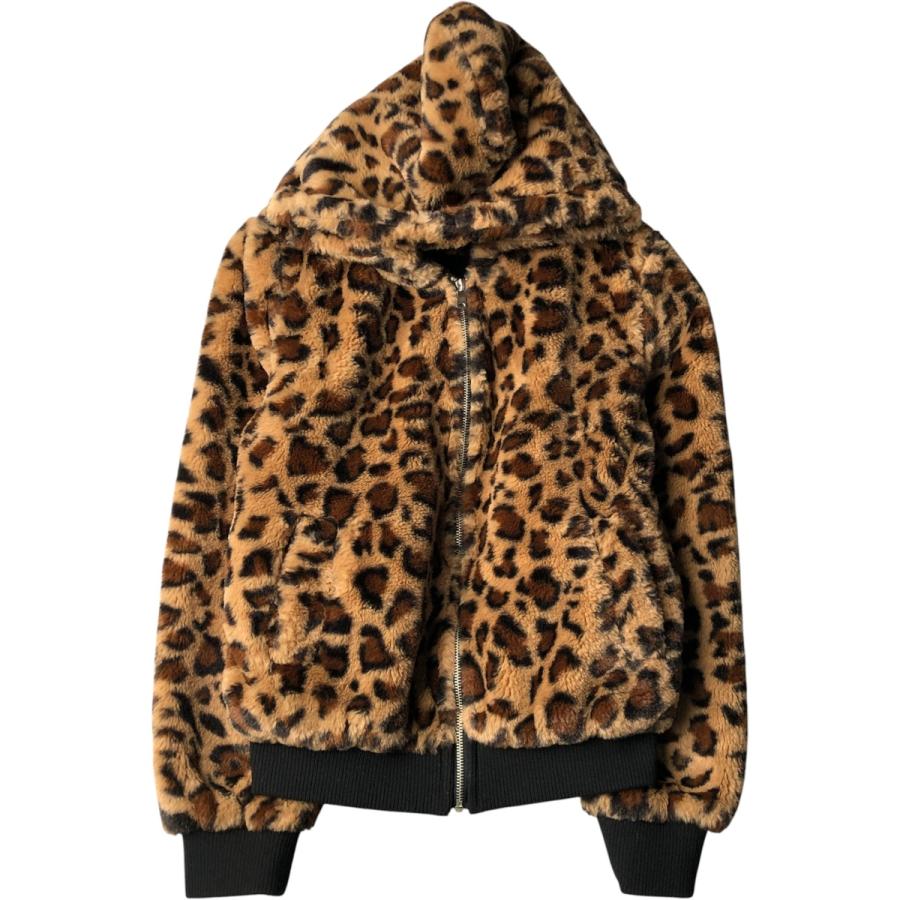 古着 LOVE TREE レオパード柄 ヒョウ柄 フェイクファーパーカー