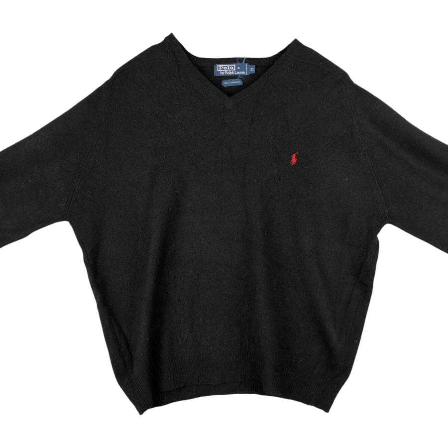 古着 ラルフローレン Ralph Lauren POLO by Vネック ラムウールニット