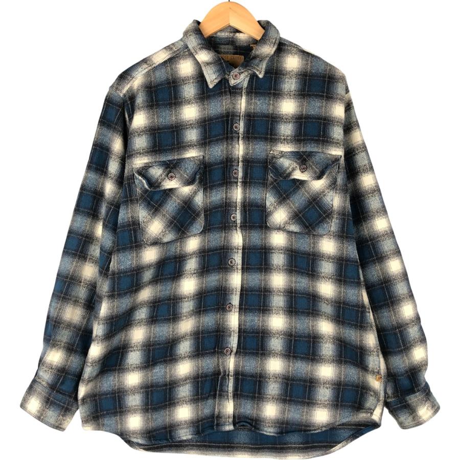 古着 MOOSE CREEK オンブレチェック 長袖 ヘビーネルチェックシャツ メンズXL相当/eaa593147 古着 MOOSE CREEK オンブレチェック 長袖 ヘビーネルチェックシャツ