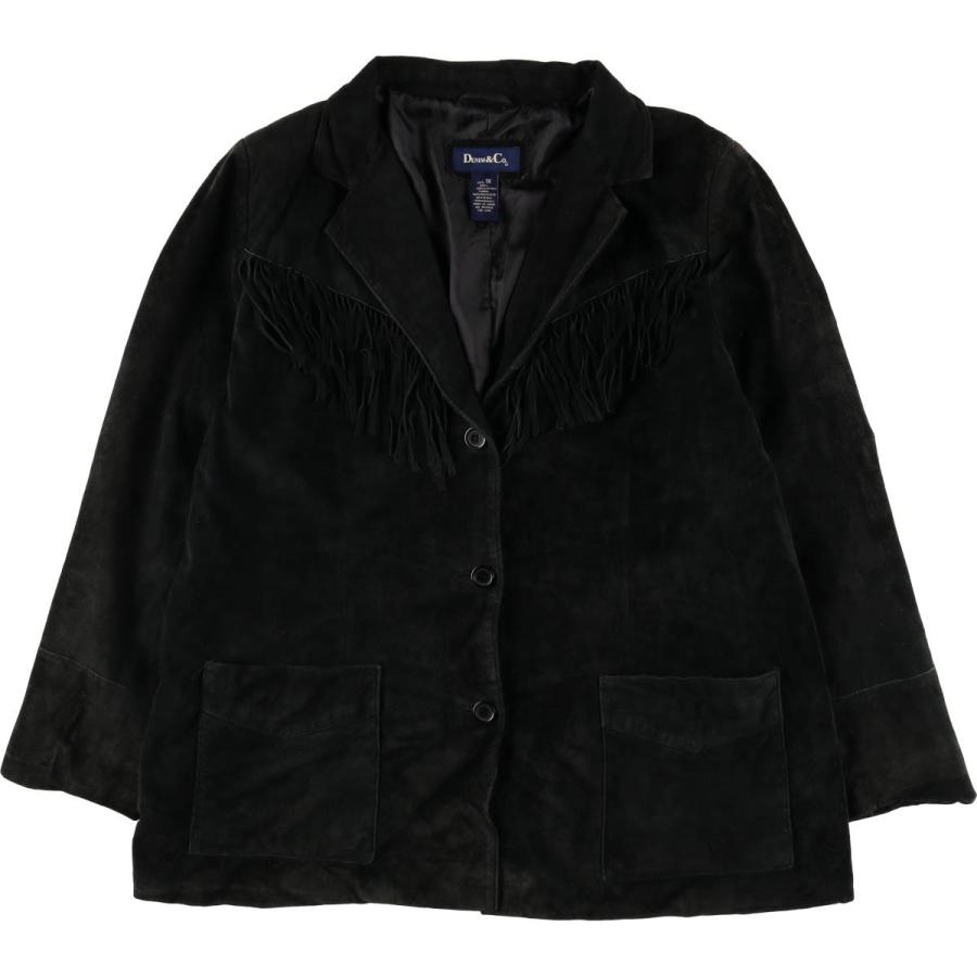 古着 DENIM and CO. フリンジ スエードレザージャケット レディースXL  