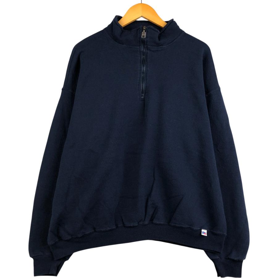 ハイコットン 90s Russell ラッセル ハーフジップスウェット ブラック 古着 90年代 ラッセル Russell ハーフジップスウェットシャツ