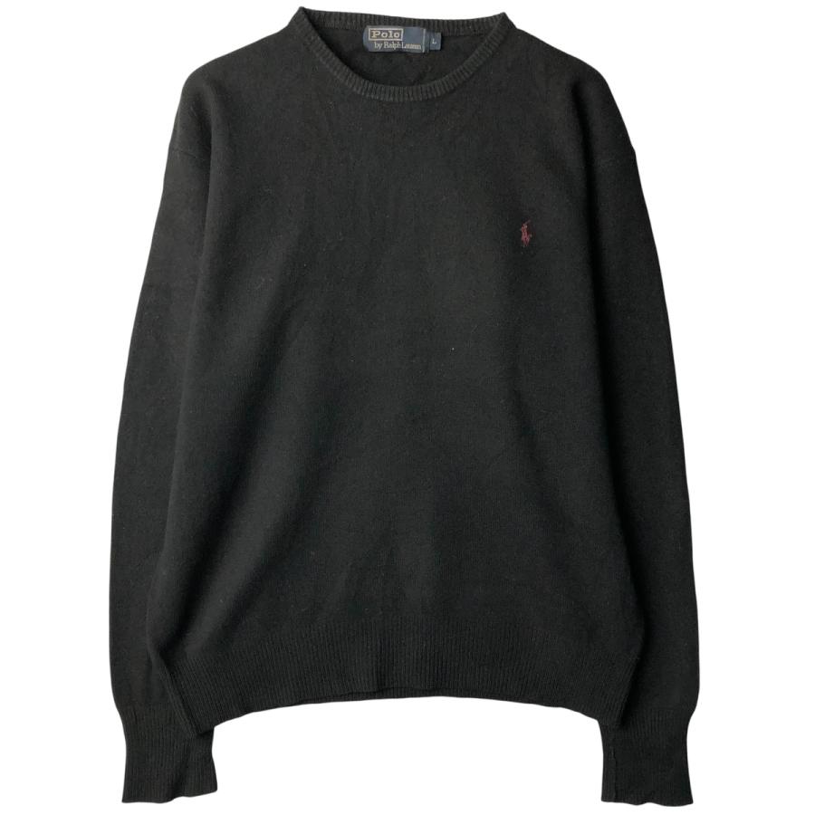 美品　Polo Ralph Lauren 100%ラムウール セーター L　黒 古着 ラルフローレン Ralph Lauren POLO by ラムウールニットセーター