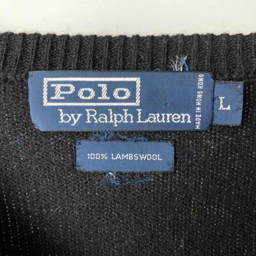 古着 ラルフローレン Ralph Lauren POLO by Vネック ラムウールニット