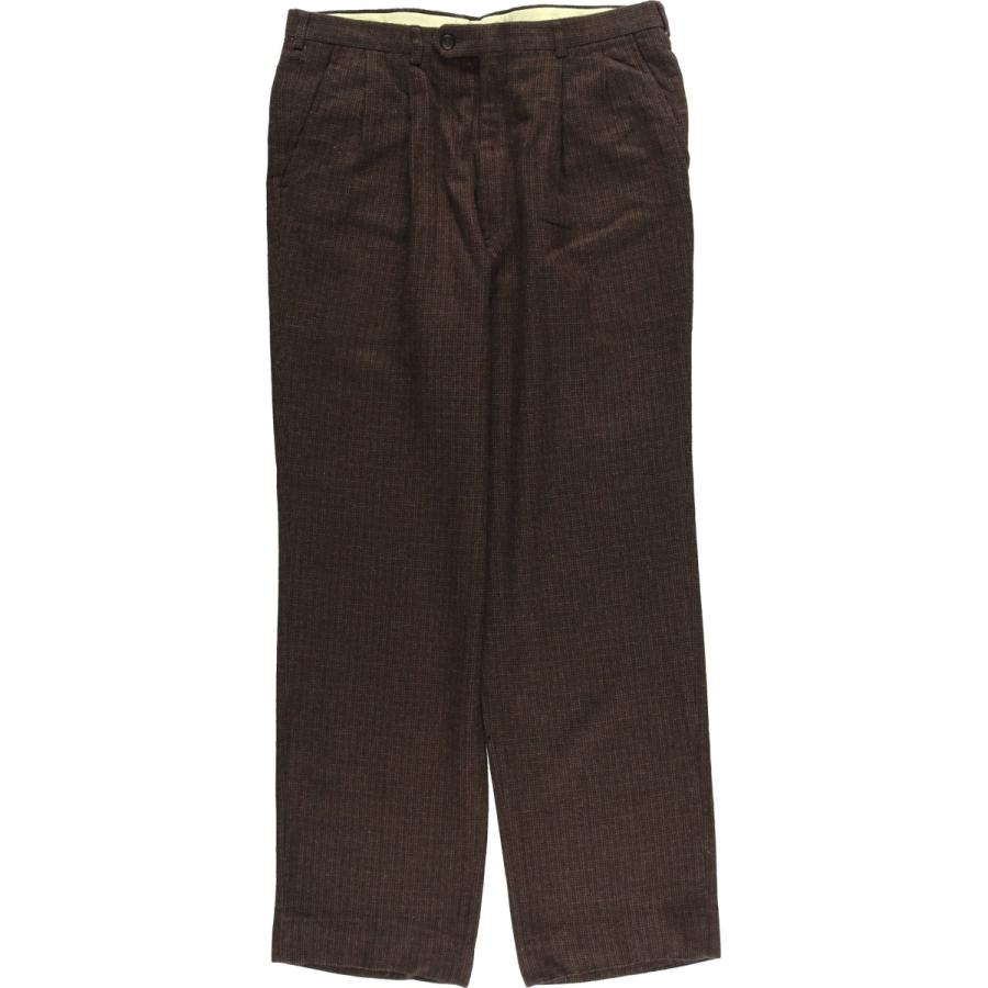 古着 チェック柄 ツータック スラックスパンツ メンズw34相当