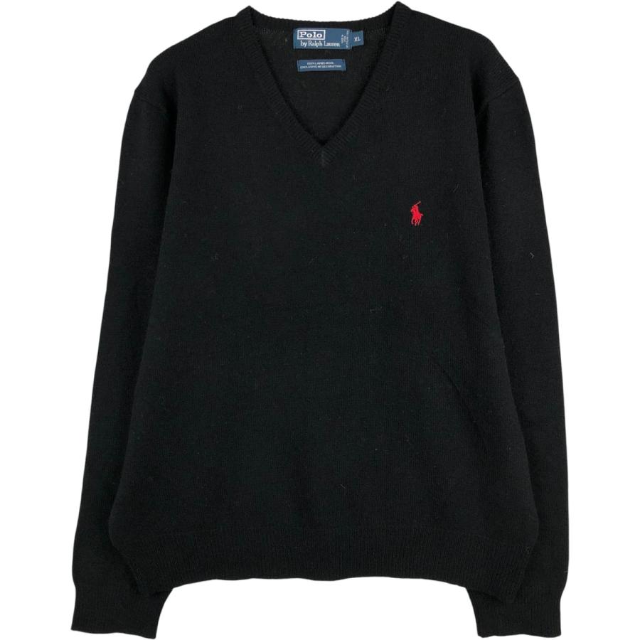 古着 ラルフローレン Ralph Lauren POLO by Vネック ラムウールニット