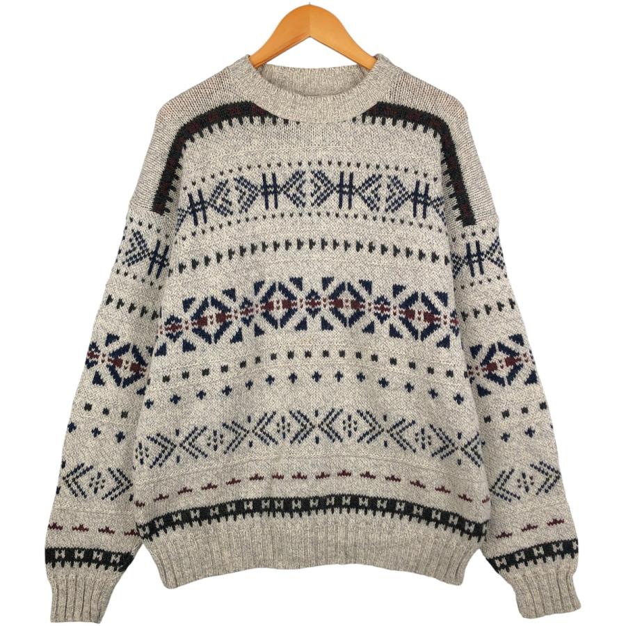 Eddie Bauer（エディーバウアー） 古着 総柄 ウールニットセーター USA