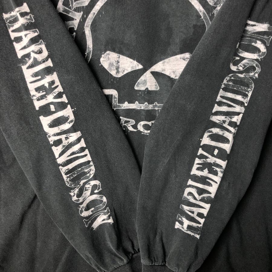 フェード◎ harley davidson ドクロ スカル ロンT アメリカ製 古着 ハーレーダビッドソン Harley-Davidson ドクロ柄 スカル柄 ロング