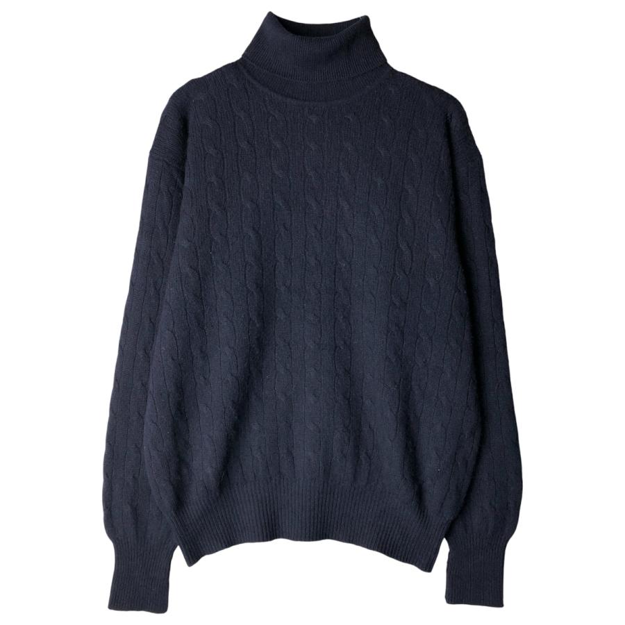 ラルフローレン ウール ネイビー ケーブル編み タートルネックニット L 古着 ラルフローレン Ralph Lauren POLO by ケーブル編み