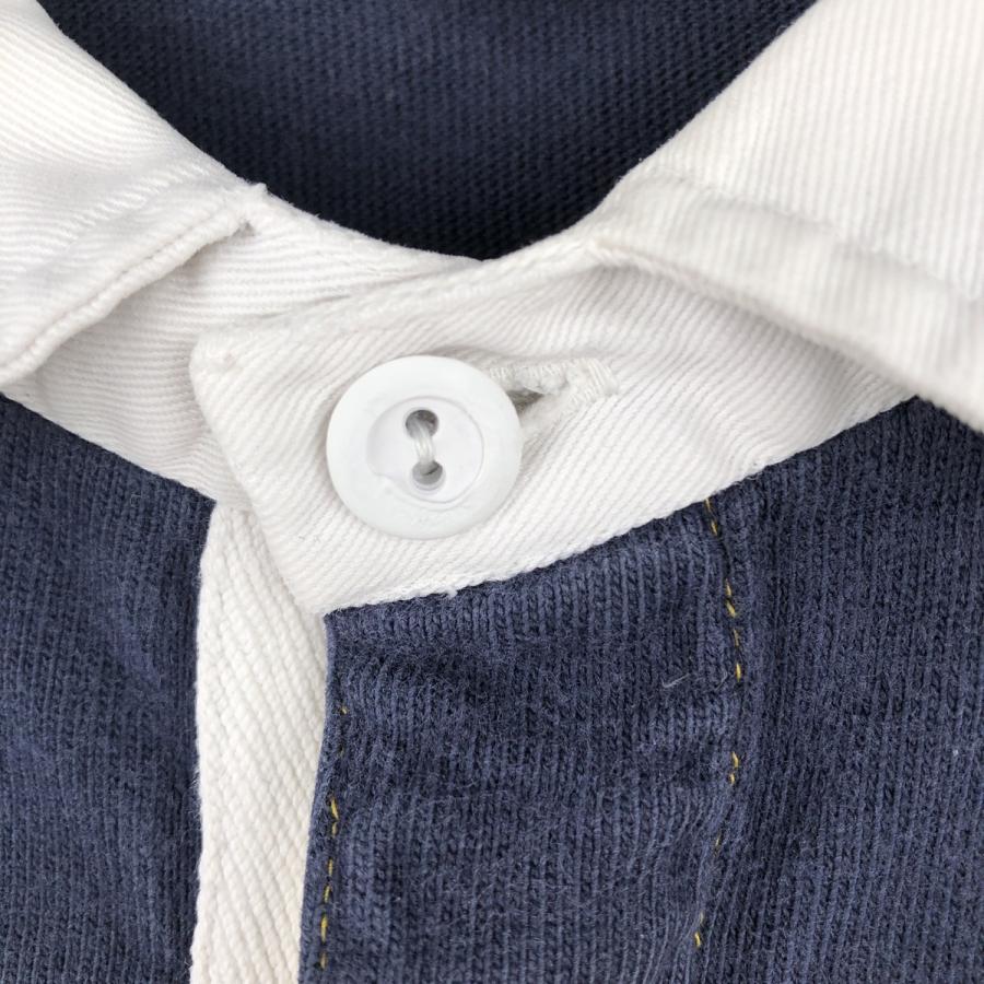 【希少】POLO RALPH LAUREN ラガーシャツ ボーダー刺繍ネイビーL ラルフローレン 太ボーダー ラガーシャツ 表記(L) ネイビー×エンジ