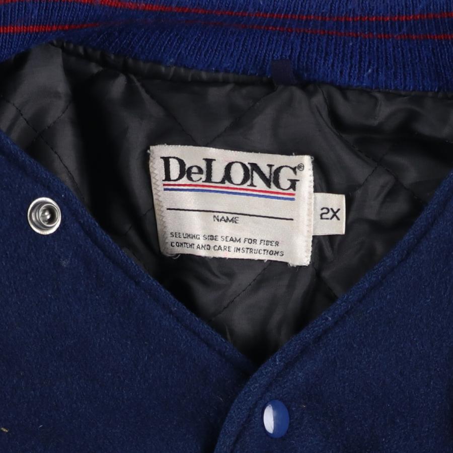 古着　DeLONG SPORTSWEAR スタジャン　XL 古着 90年代 DELONG 中綿入り 袖革ウールボタンスタジャン バーシティ