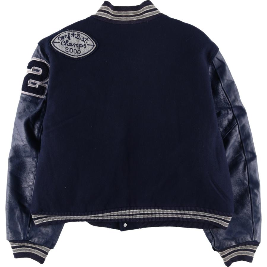 古着 90~00年代 Rennoc 中綿入り カレッジ 袖革ウールボタンスタジャン