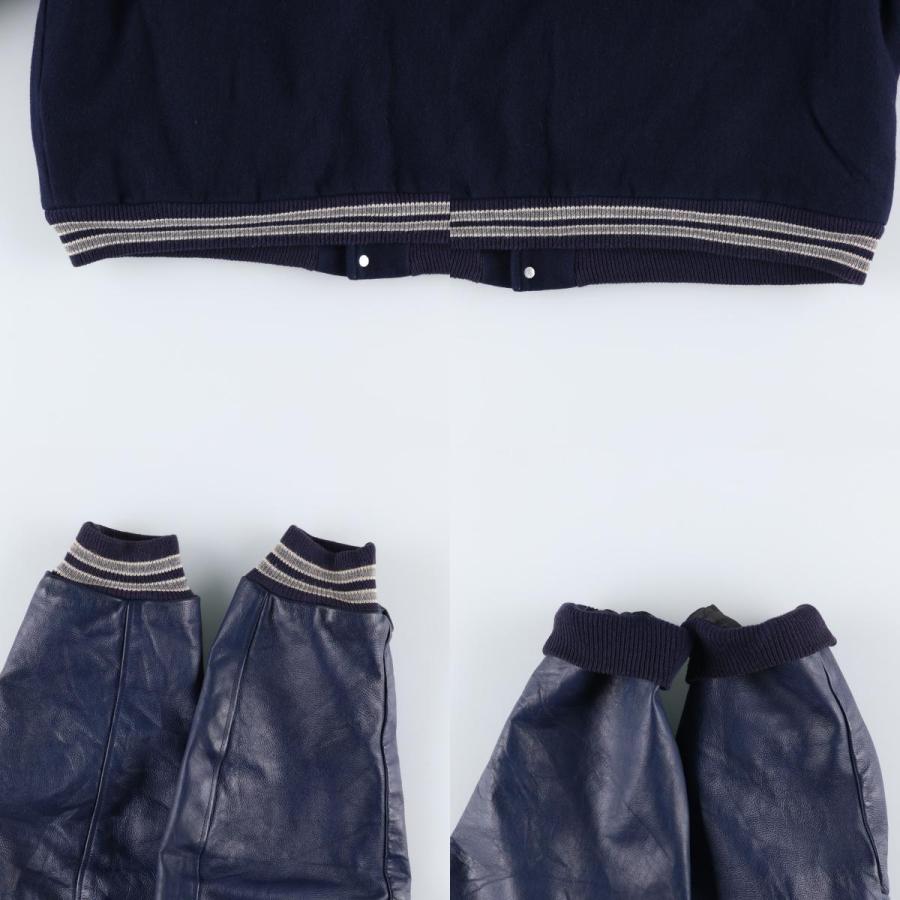 古着 90~00年代 Rennoc 中綿入り カレッジ 袖革ウールボタンスタジャン