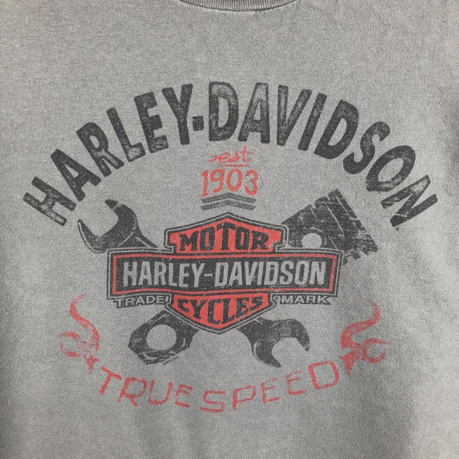 フェード◎ harley davidson ドクロ スカル ロンT アメリカ製 古着 ハーレーダビッドソン Harley-Davidson ドクロ柄 スカル柄