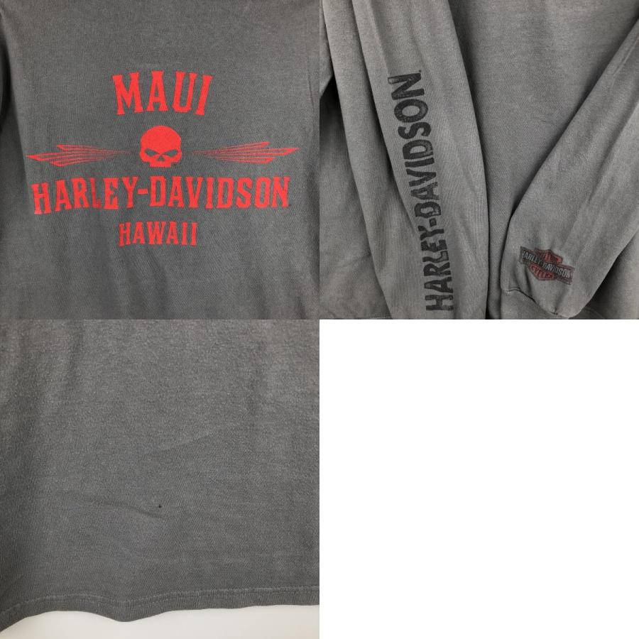 フェード◎ harley davidson ドクロ スカル ロンT アメリカ製 古着 ハーレーダビッドソン Harley-Davidson ドクロ柄 スカル柄