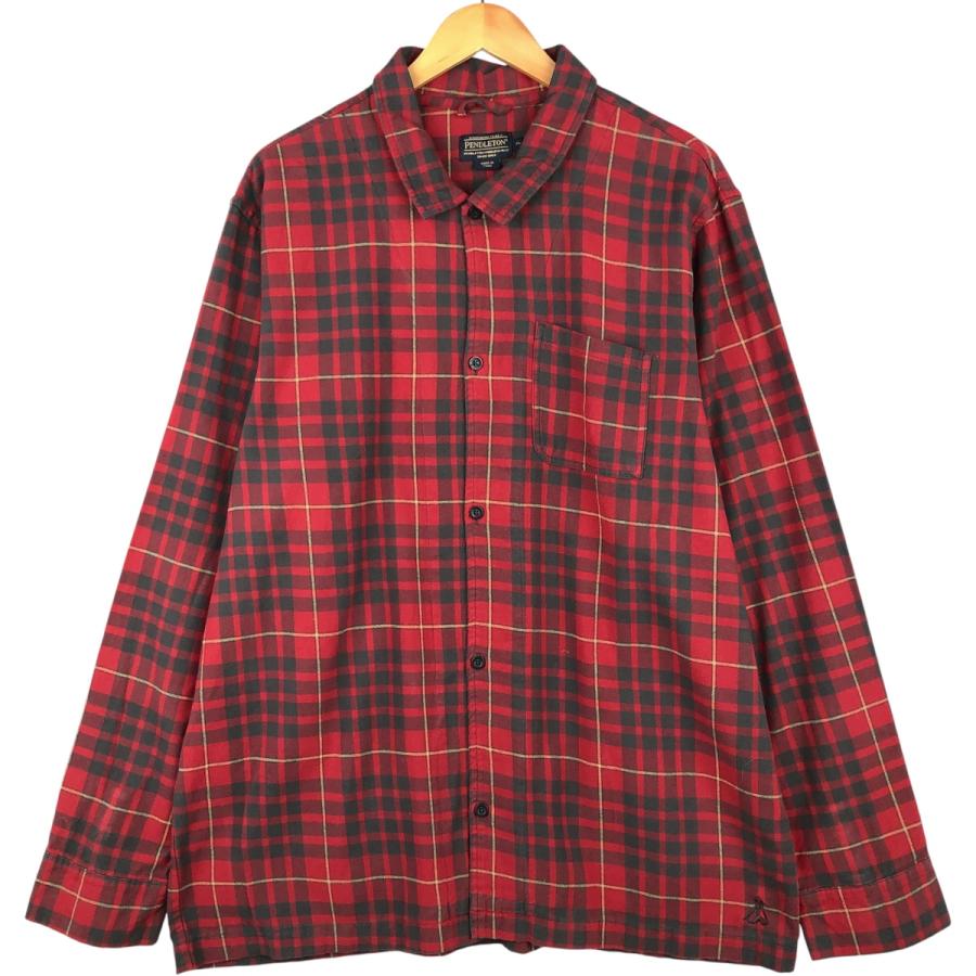 ★新品タグ★ペンドルトン ネルシャツ★オンブレ★レッド/グレー★L★2010年代 PENDLETON（ペンドルトン） 古着 長袖 フランネルチェックシャツ