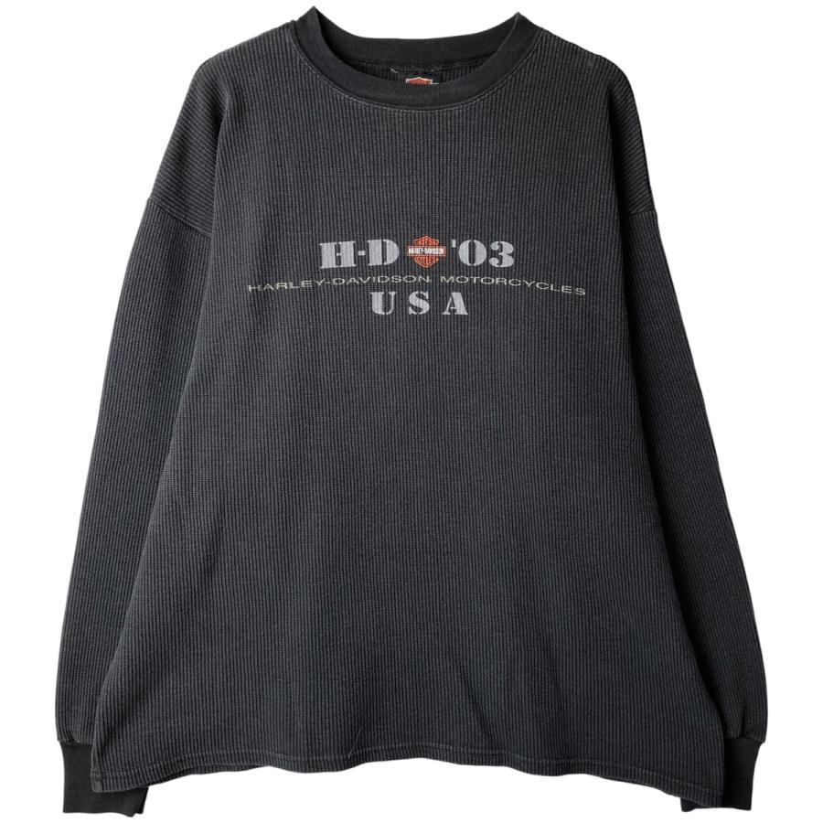 古着 ハーレーダビッドソン Harley-Davidson サーマルロンT ワッフル