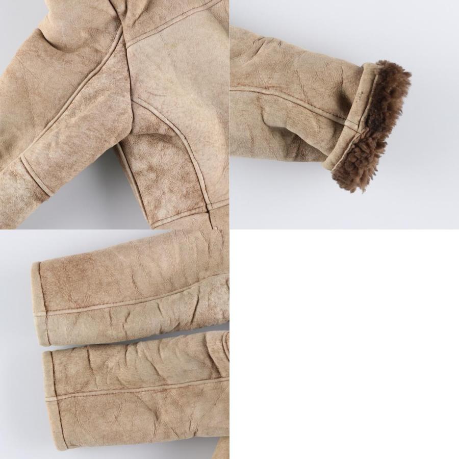 なみきち♪ヴィンテージ✨ランチコート ムートンジャケット 羊革 XL相当 古着 Lawrence シープスキン ムートンランチコート USA製 メンズM相当