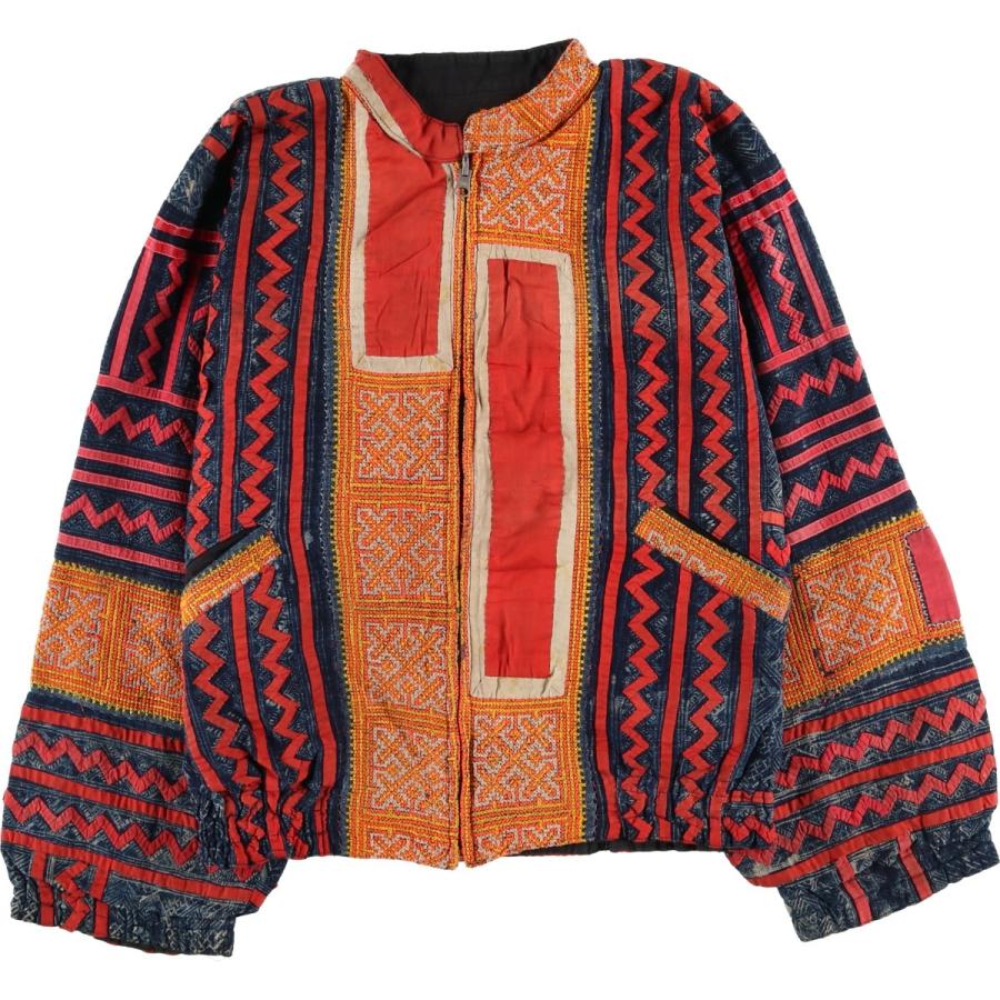 古着 民族柄 エスニック柄 モン族 リバーシブル ジップアップ
