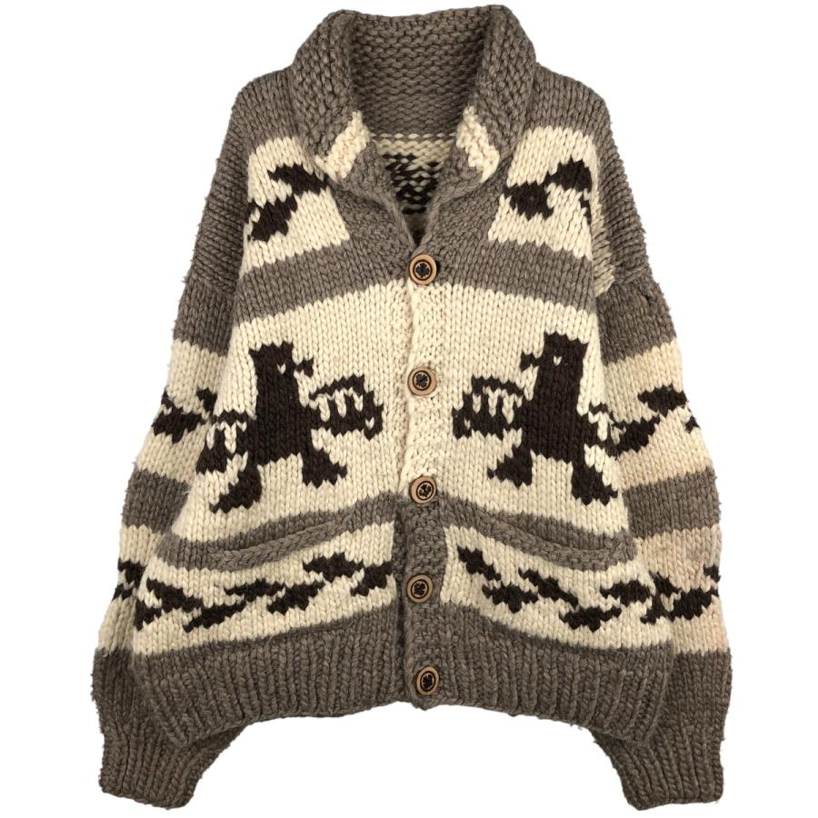 古着 総柄 サンダーバード柄 ショールカラー ウールニットカーディガン