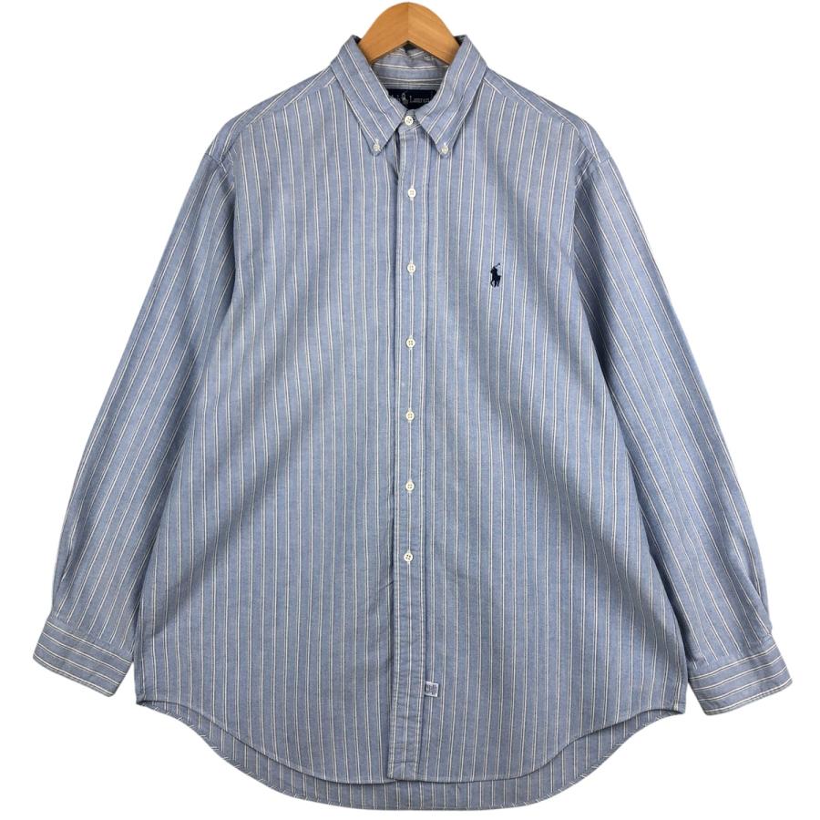 ポロラルフローレン ロゴ ストライプ 3XL 古着 ボタンダウンシャツ 長袖 古着 ラルフローレン Ralph Lauren POLO by 長袖 ボタンダウン